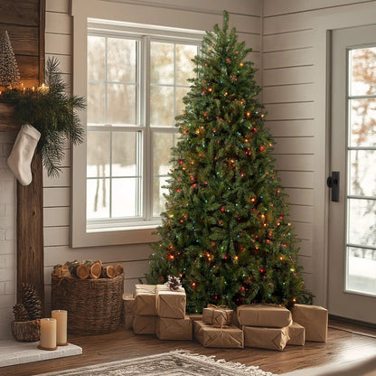 7.5 ft. Pre-Lit Dunhill Fir Tree with Multicolor Lights, Plug-In