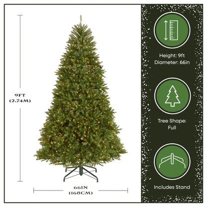 9 ft. Pre-Lit Dunhill Fir Hinged Tree with 900 Clear Lights