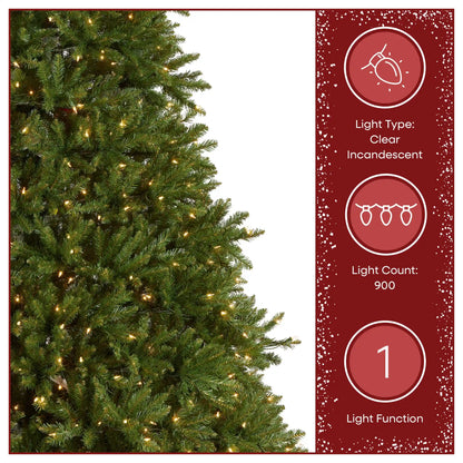 9 ft. Pre-Lit Dunhill Fir Hinged Tree with 900 Clear Lights