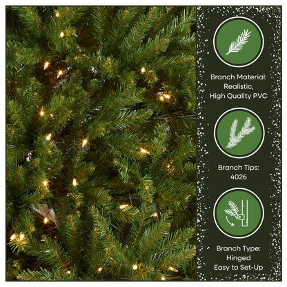 9 ft. Pre-Lit Dunhill Fir Hinged Tree with 900 Clear Lights