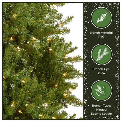 7.5 ft. Pre-Lit Dunhill Fir Hinged Tree with PowerConnect Clear Lights, Plug-In