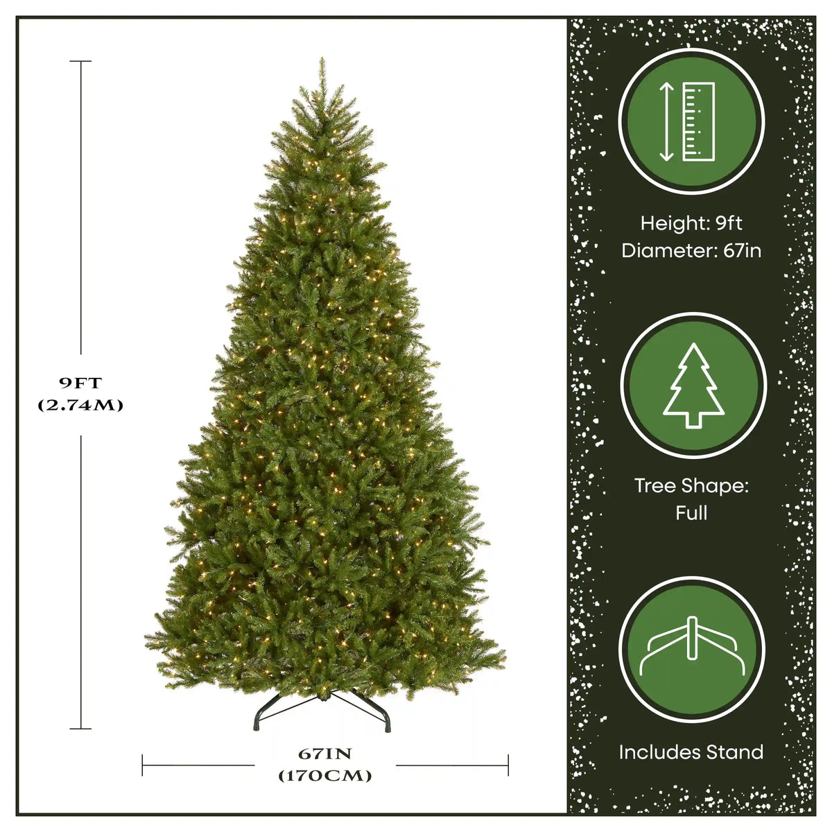 9 ft. Pre-Lit Dunhill Fir Hinged Tree with PowerConnect Clear Lights