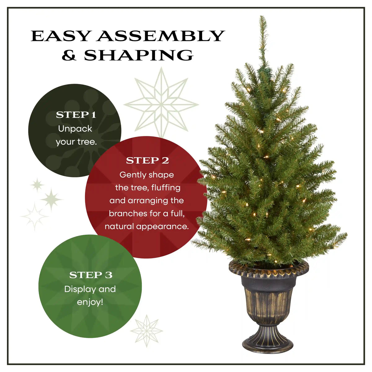 4 ft. Pre-Lit Dunhill Fir Entrance Tree  in Dark Bronze Pot with Clear Lights, Plug-In