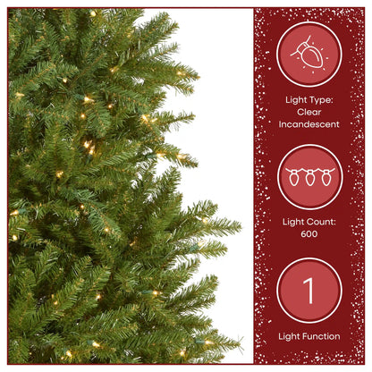 7.5 ft. Pre-Lit Dunhill Fir Hinged Tree with Clear Lights, Plug-In
