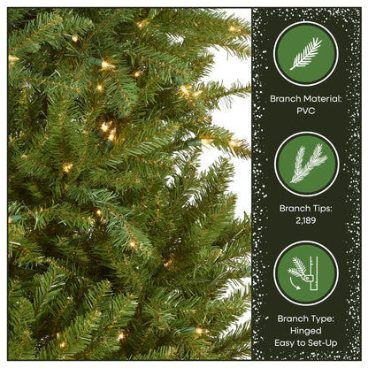 7.5 ft. Pre-Lit Dunhill Fir Hinged Tree with Clear Lights, Plug-In