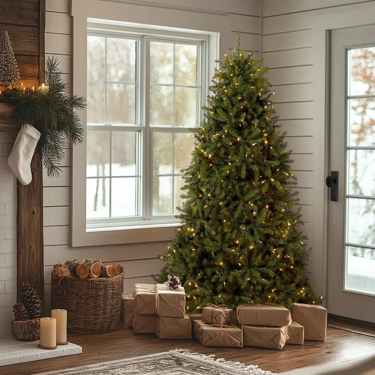 6.5 ft. Pre-Lit Dunhill Fir with PowerConnect Dual Color LED Lights, Plug-In