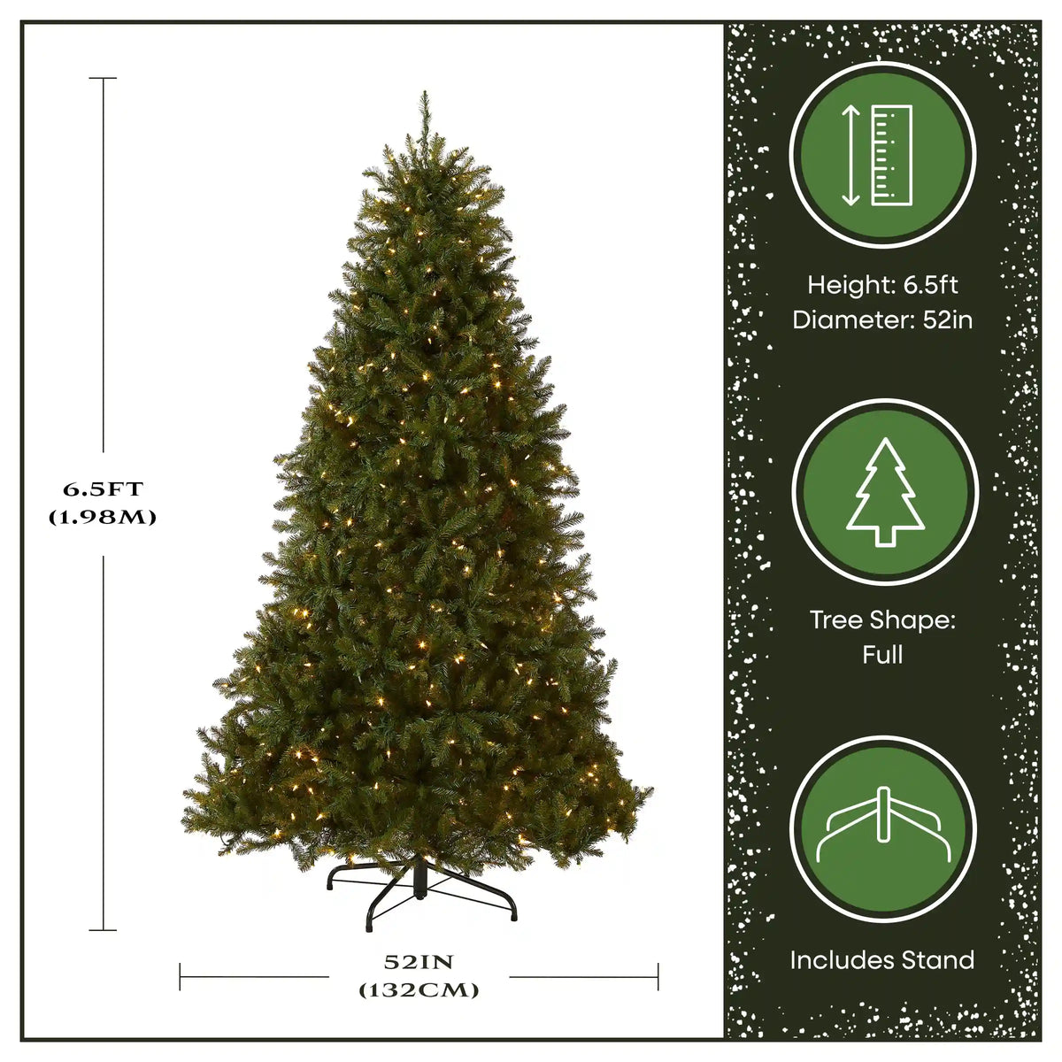 6.5 ft. Pre-Lit Dunhill Fir with PowerConnect Dual Color LED Lights, Plug-In