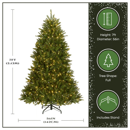 7 ft. Pre-Lit Dunhill Fir Hinged Tree with PowerConnect Dual Color LED Lights