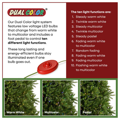 12 ft. Pre-Lit Dunhill Fir Tree with PowerConnect Dual Color LED Lights, Plug-In