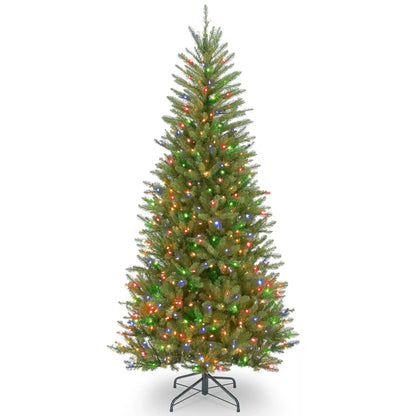 6.5 ft. Pre-Lit Dunhill Fir Slim Hinged Tree with Multicolor Lights, Plug-In