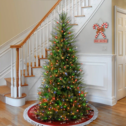 7.5 ft. Pre-Lit Dunhill Fir Slim Tree with Multicolor Lights, Plug-In