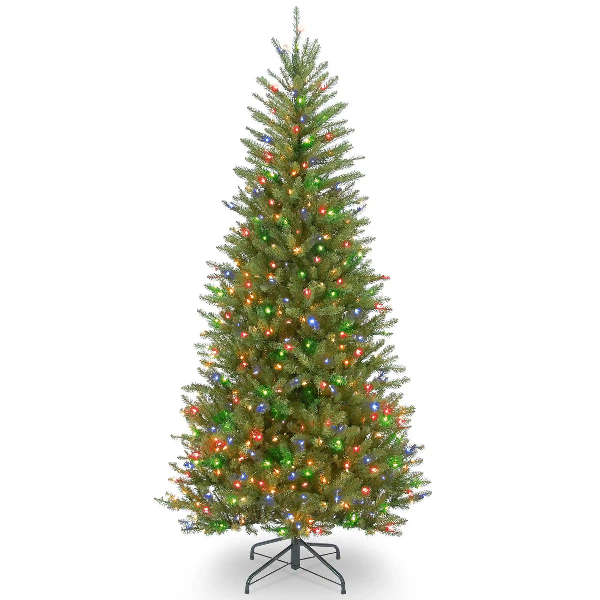 7.5 ft. Pre-Lit Dunhill Fir Slim Tree with Multicolor Lights, Plug-In