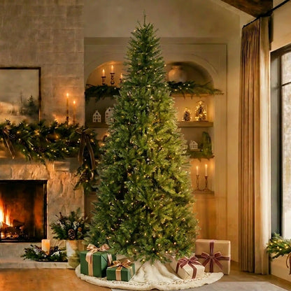 9 ft. Pre-Lit Dunhill Fir Slim Hinged Tree with Clear Lights, Plug-In