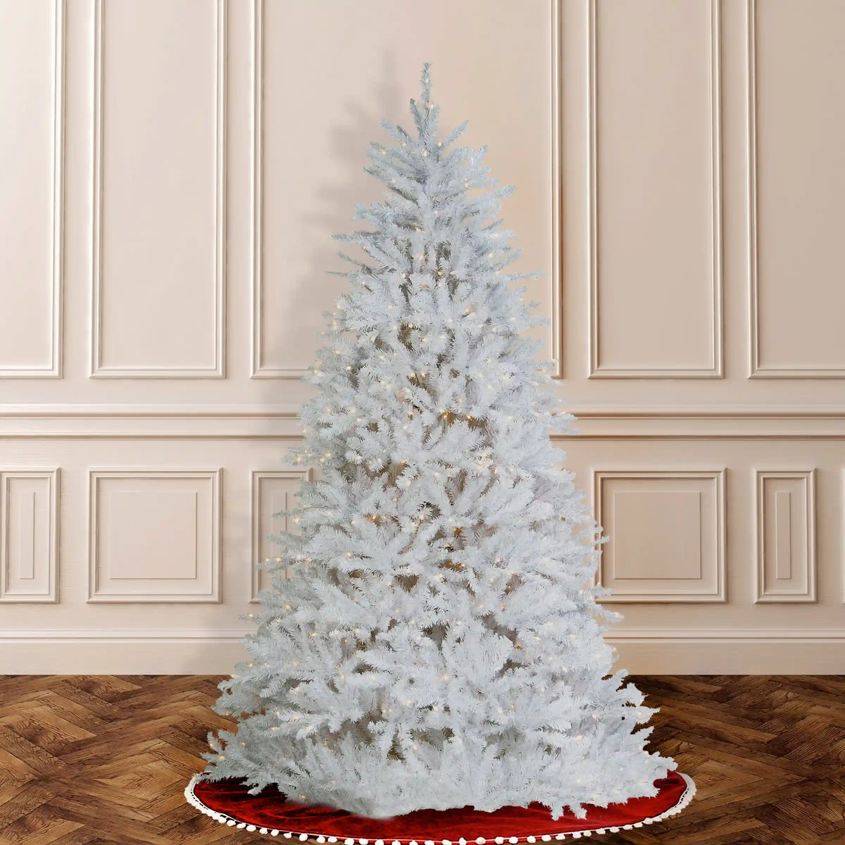 6.5 ft. Pre-Lit Dunhill Fir White Tree with Clear Lights, Plug-In