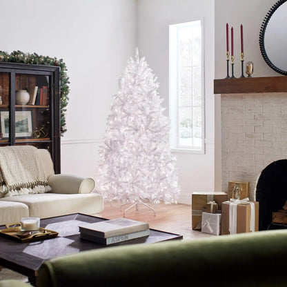 6.5 ft. Pre-Lit Dunhill Fir White Tree with Clear Lights, Plug-In