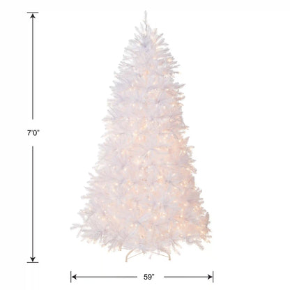7 ft. Pre-Lit Dunhill Fir White Tree with Clear Lights, Plug-In