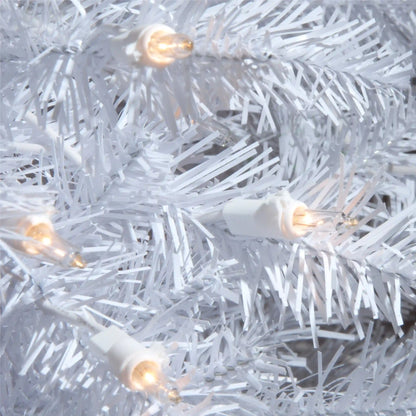 7.5 ft. Pre-Lit Dunhill Fir White Hinged Tree with Clear Lights, Plug-In