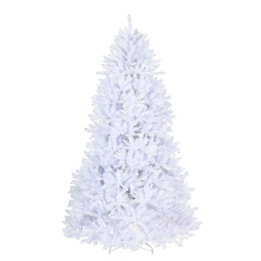 7.5 ft. Pre-Lit Dunhill Fir White Hinged Tree with Clear Lights, Plug-In