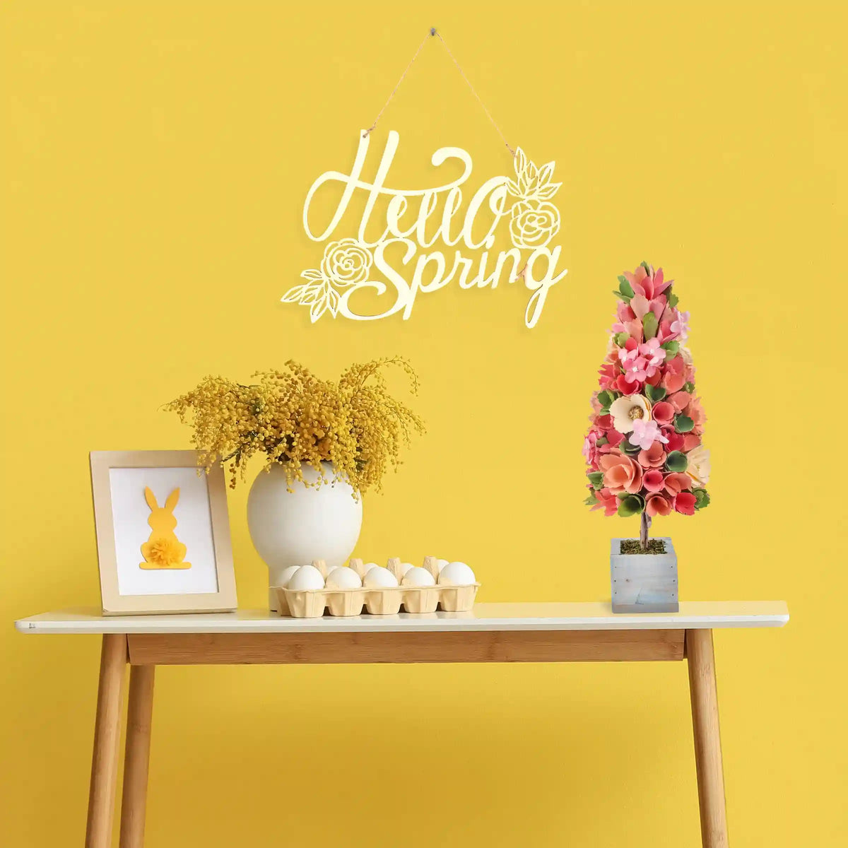 19 in. Pastel Colors Spring Floral Cone Tree