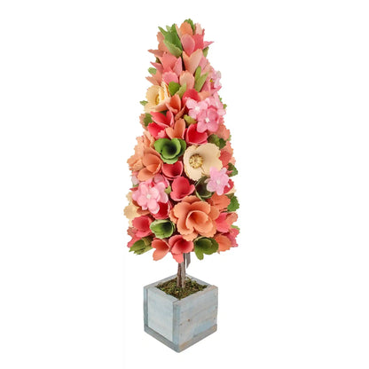 19 in. Pastel Colors Spring Floral Cone Tree