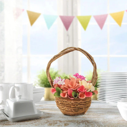 10 in. Spring Pink Multi Floral Basket