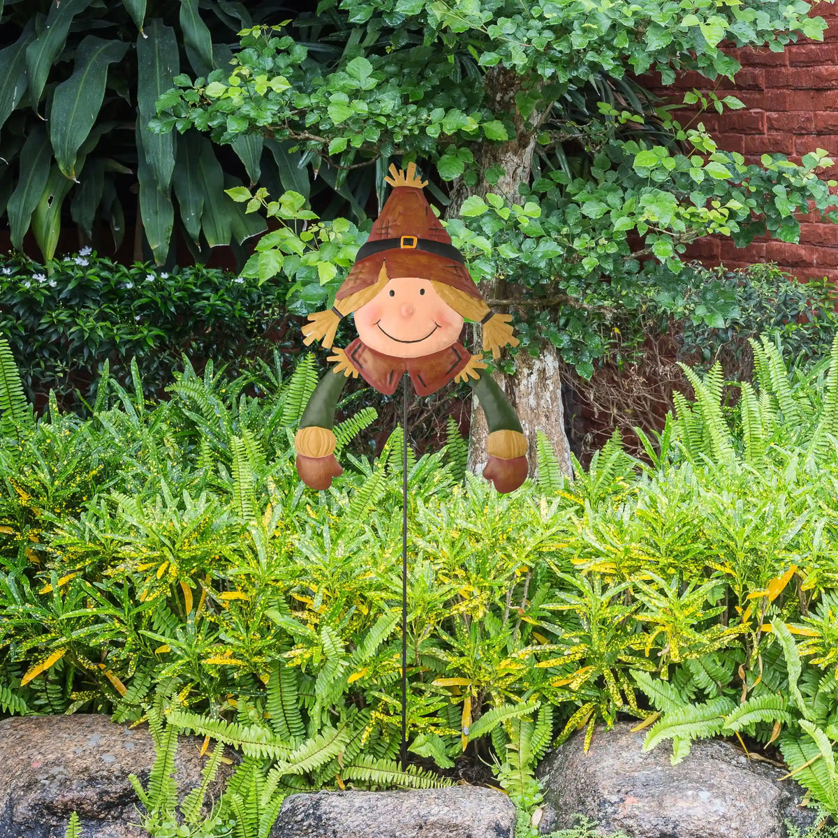 26 in. Scarecrow Girl Garden Stake Outdoor Fall Decoration