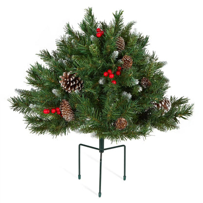 18 in. Pre-Lit Frosted Berry Urn Filler with Warm White LED Lights