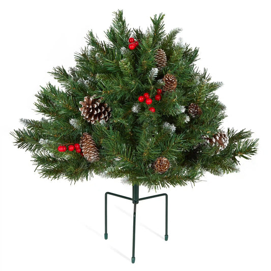 18 in. Pre-Lit Frosted Berry Urn Filler with Warm White LED Lights