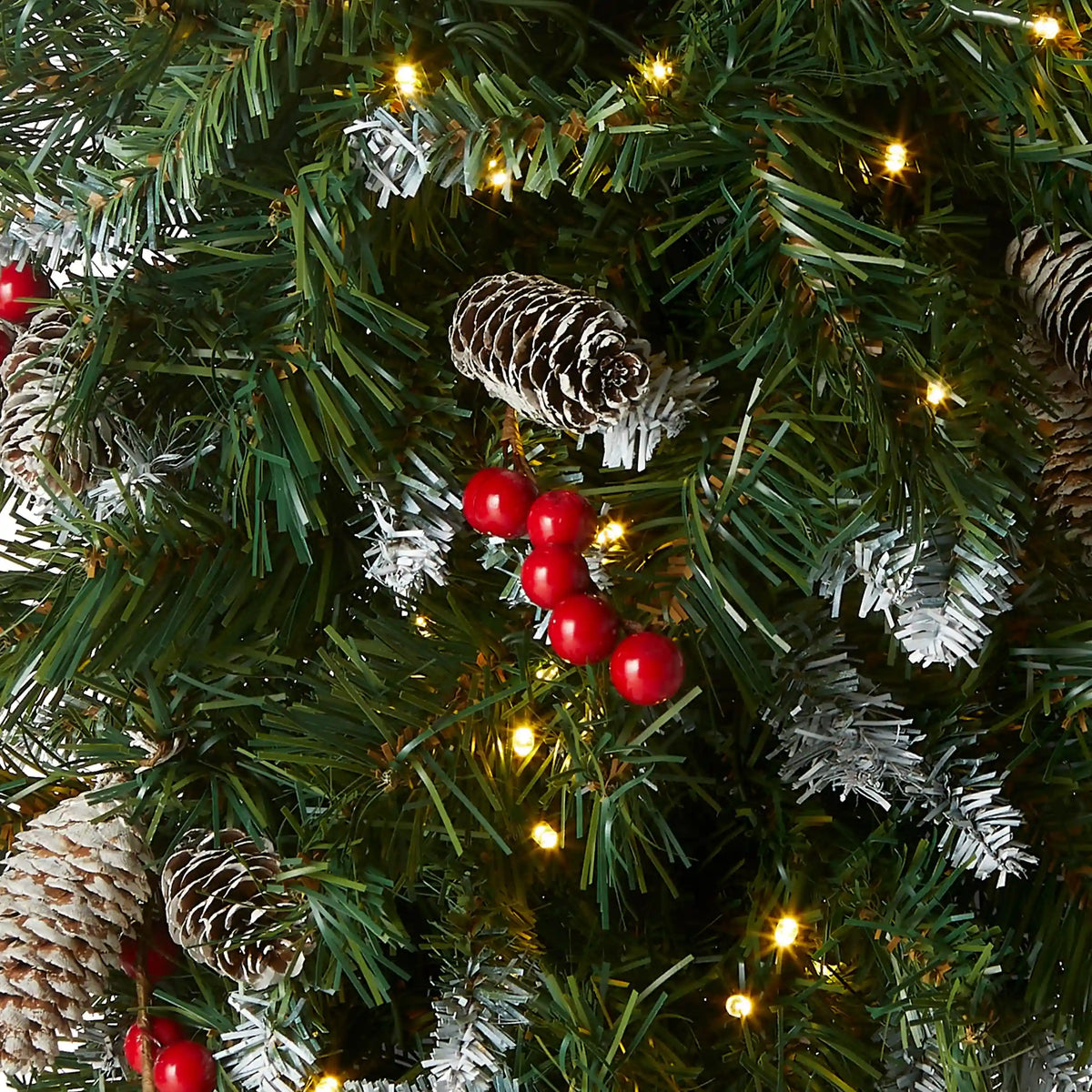 36 in. Pre-Lit Frosted Berry Teardrop with LED Lights