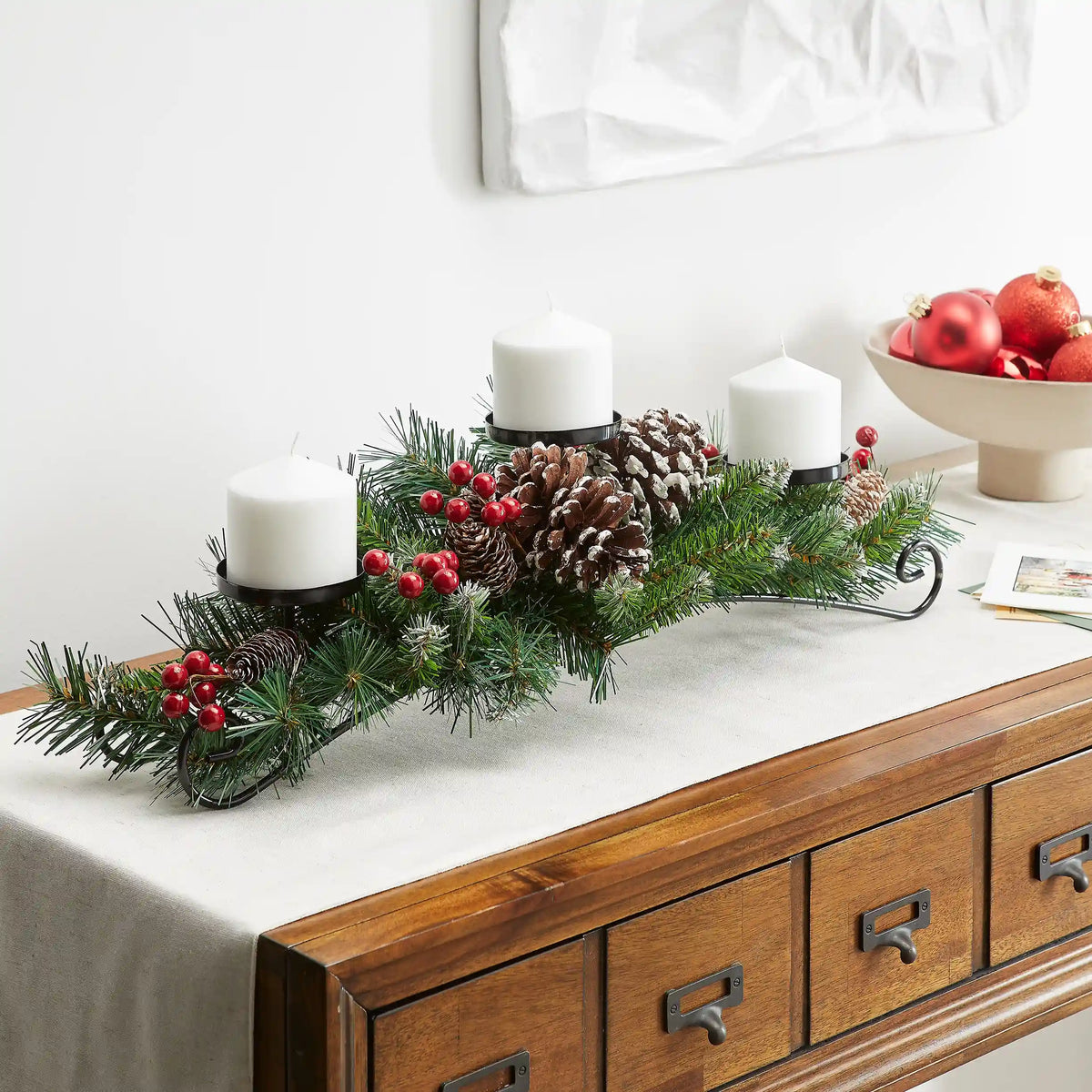 30 in. Frosted Berry Frosted Berry Centerpiece and Candle Holder