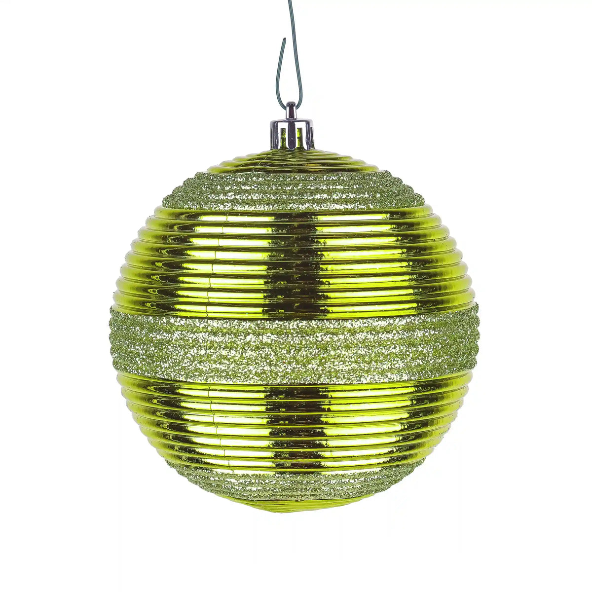 4-Piece Shatterproof Swirling Lime Green Ornaments