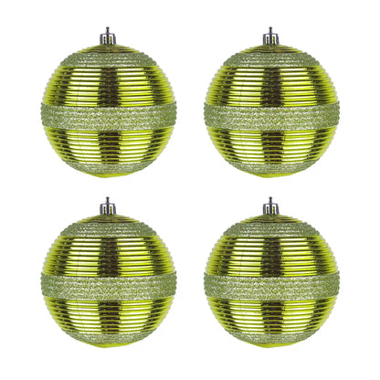 4-Piece Shatterproof Swirling Lime Green Ornaments