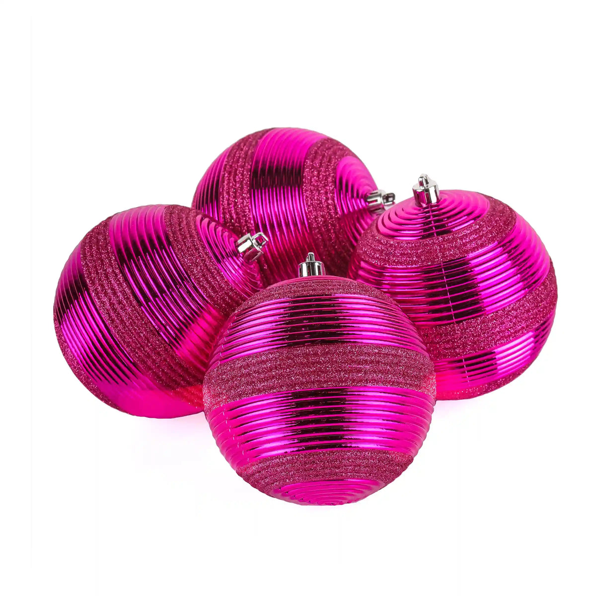 4-Piece Shatterproof Swirling Pink Ornaments