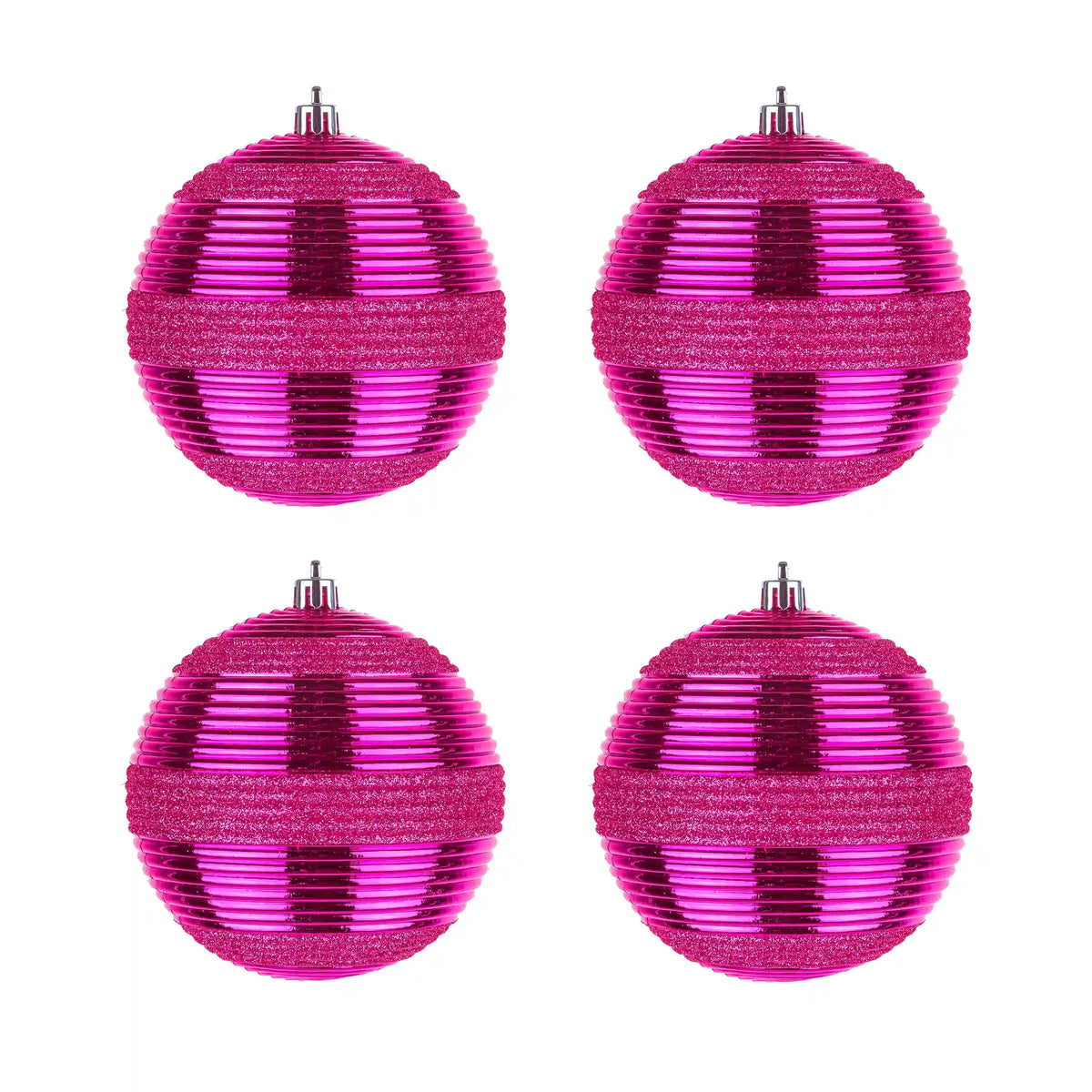 4-Piece Shatterproof Swirling Pink Ornaments