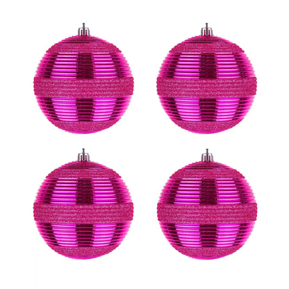 4-Piece Shatterproof Swirling Pink Ornaments