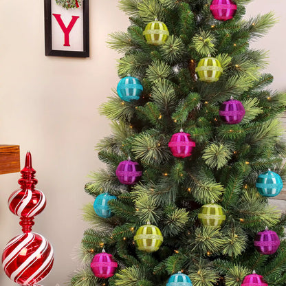 4-Piece Shatterproof Swirling Pink Ornaments