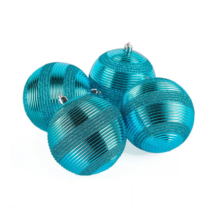 4-Piece Shatterproof Swirling Blue Ornaments
