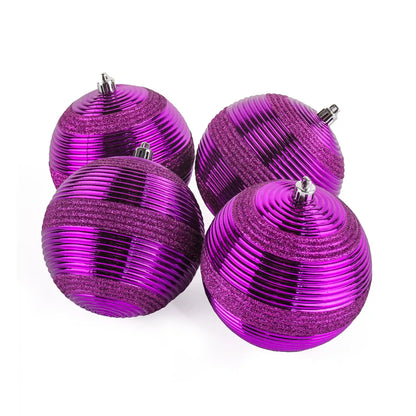 4-Piece Shatterproof Swirling Purple Ornaments