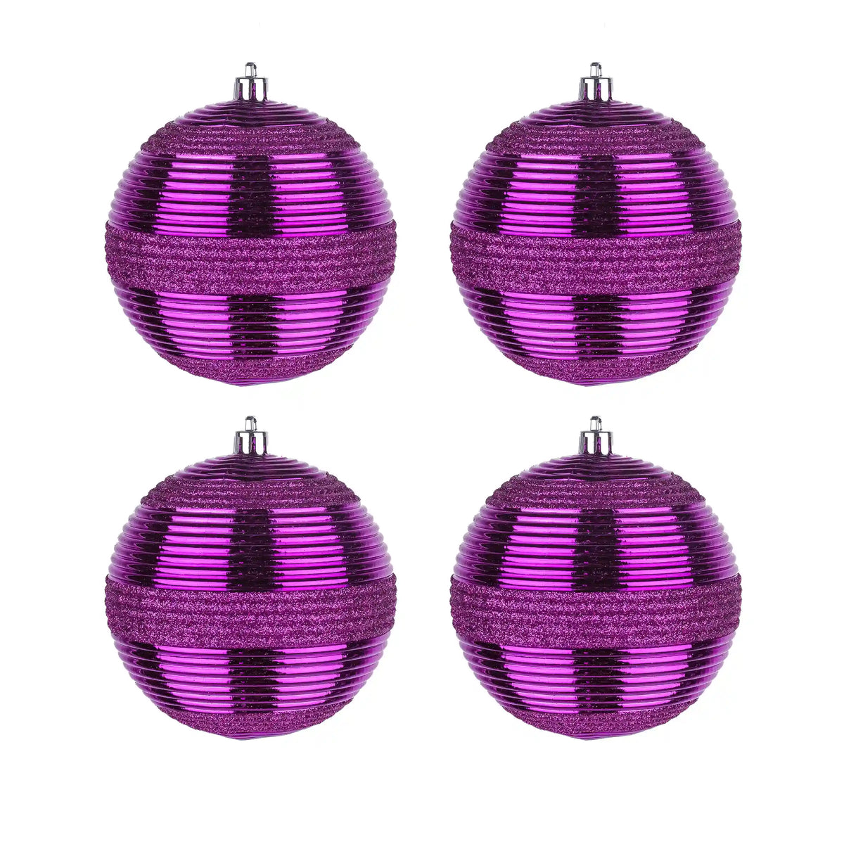 4-Piece Shatterproof Swirling Purple Ornaments