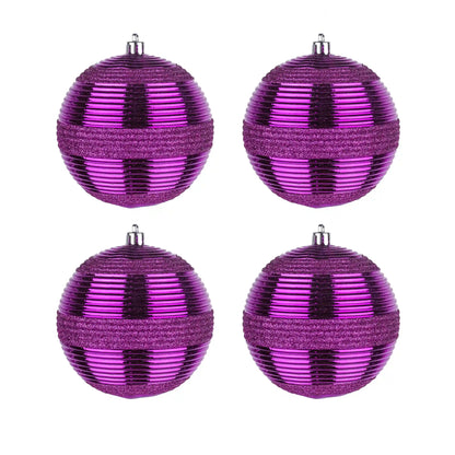 4-Piece Shatterproof Swirling Purple Ornaments