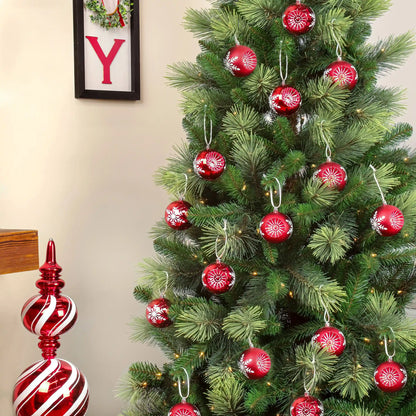 6-Piece Shatterproof Snowflake Red Ornaments