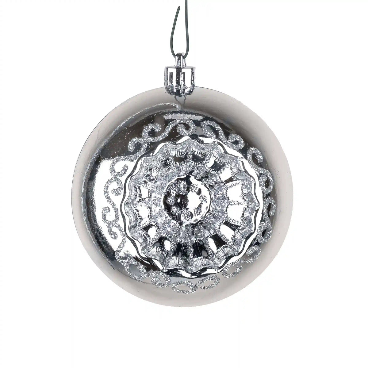 6-Piece Shatterproof Glittering Silver Ornaments