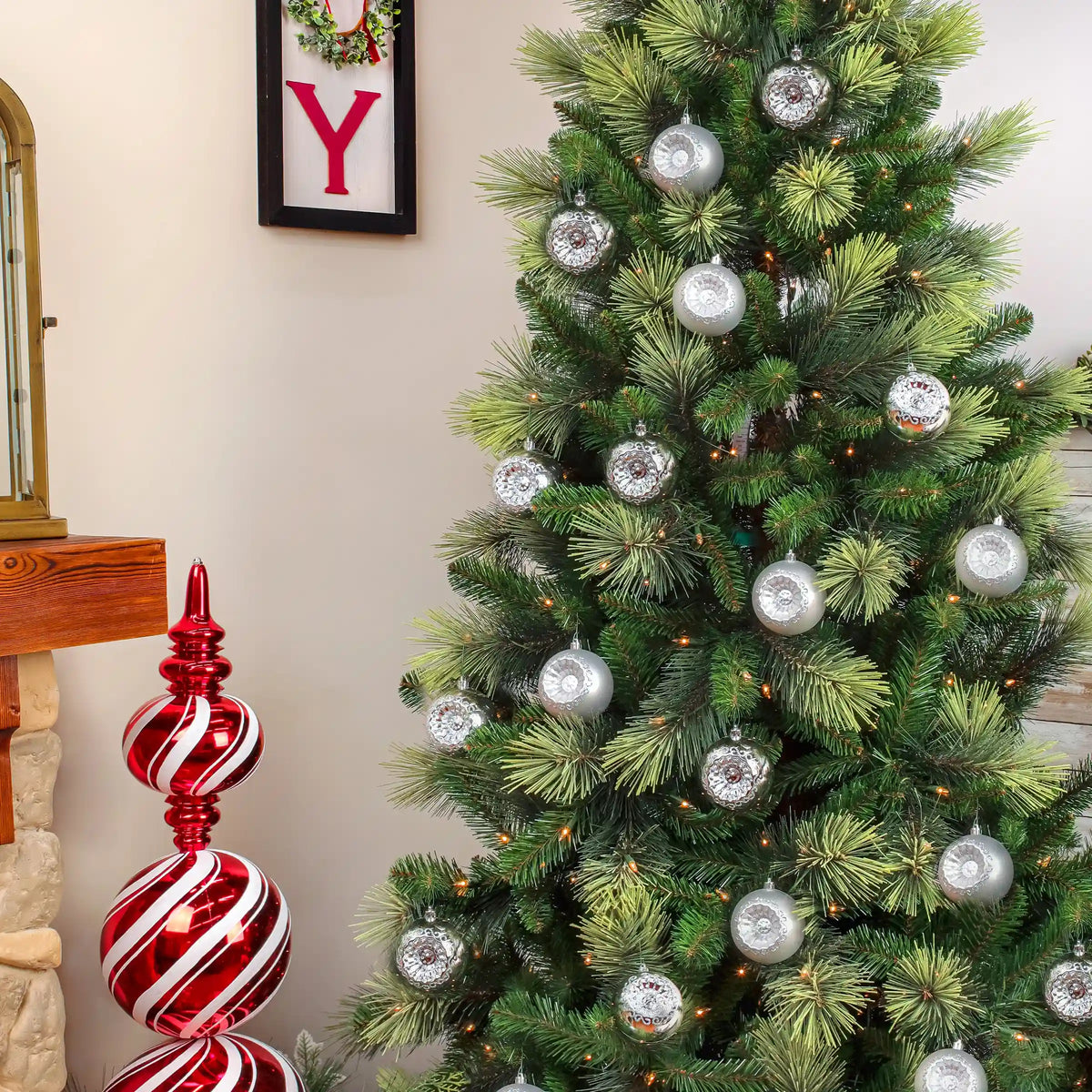 6-Piece Shatterproof Glittering Silver Ornaments