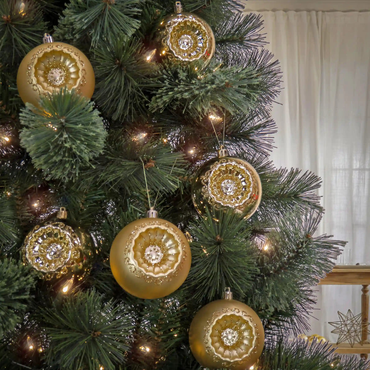 6-Piece Shatterproof Glittering Gold Ornaments