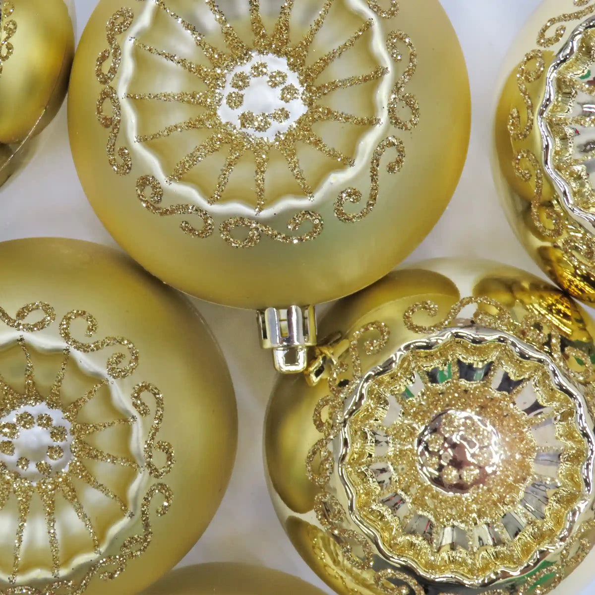 6-Piece Shatterproof Glittering Gold Ornaments
