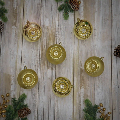 6-Piece Shatterproof Glittering Gold Ornaments