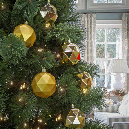 6-Piece Shatterproof Geometric Gold Ornaments