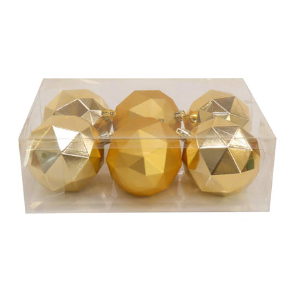 6-Piece Shatterproof Geometric Gold Ornaments