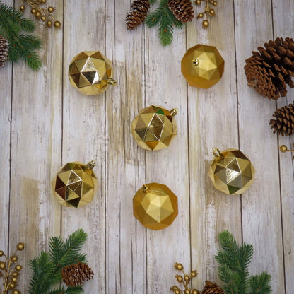 6-Piece Shatterproof Geometric Gold Ornaments