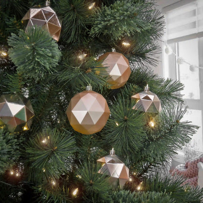 6-Piece Shatterproof Geometric Silver Ornaments
